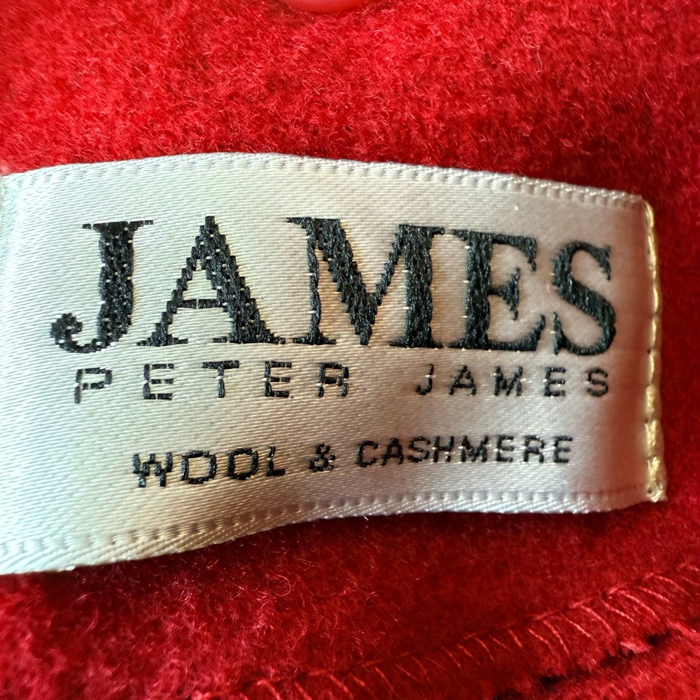 NWT PETER JAMES Wool Cashmere Red Cape Scarf Vintage Luxury Oversized One Size - Picture 3 of 9